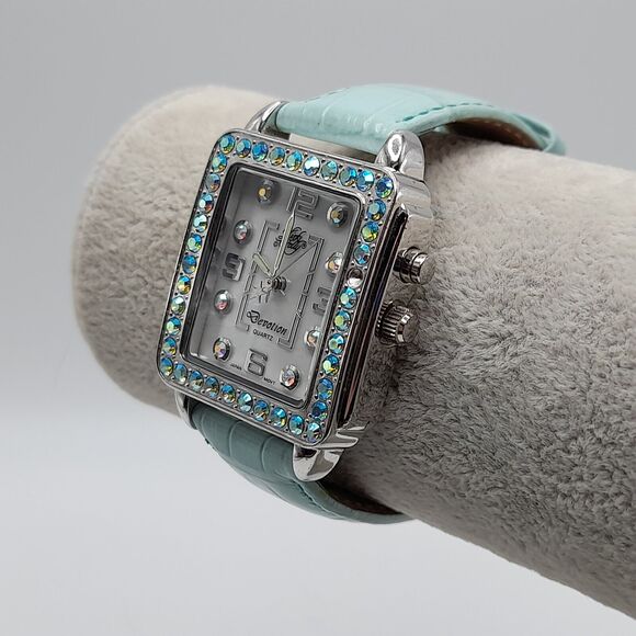 Kirks Folly Devotion Watch Aurora Borealis Crystal Accents Leather - Picture 11 of 12